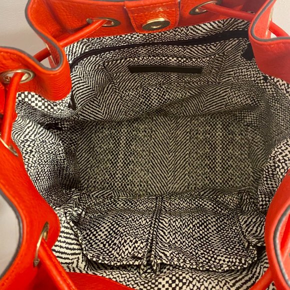 Rebecca Minkoff Red Leather Bucket Bag with Chain Strap - Picture 6 of 9